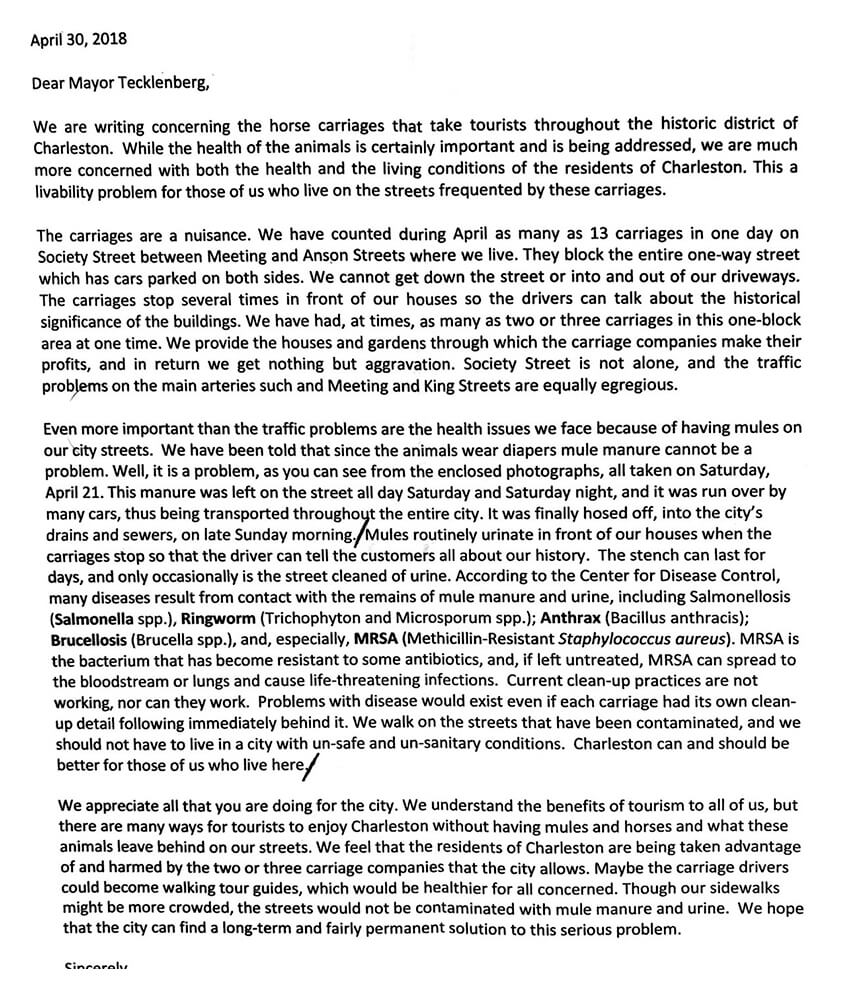 Letter to Mayor Tecklenburg from concerned citizen
